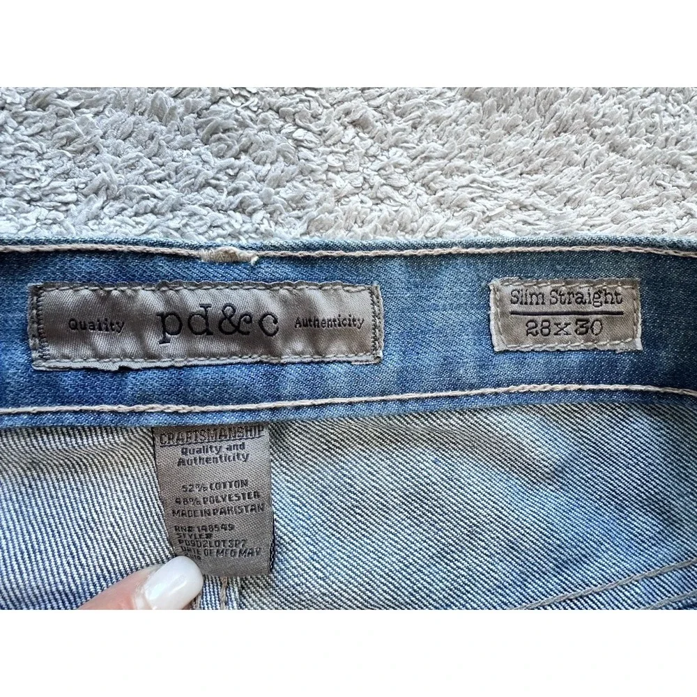 NWT PD&C PAPER DENIM CLOTH FADED BLUE 28X30 SLUB DENIM‎ SLIM STRAIGHT JEANS MENS